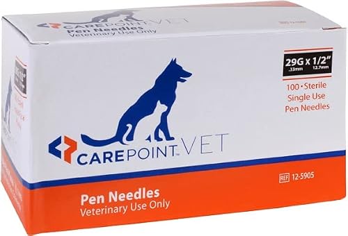 CarePoint VET U-100 Pet Insulin Syringe 1/2cc, 29G x 1/2\", 100/Box 12-7905