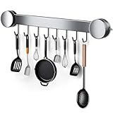Yichalodge Hakenleiste Küche ohne Bohren mit Saugnapf | 8 Haken, 40 cm lang, 20 kg Tragfähigkeit, 1-Minuten-Installation | für Küchenutensilien