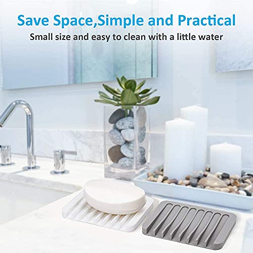 Image of Self Draining Soap Dishes Pack of 3 Random, Silicone Soap Saver, Waterfall Drainer Soap Holder for Bathroom