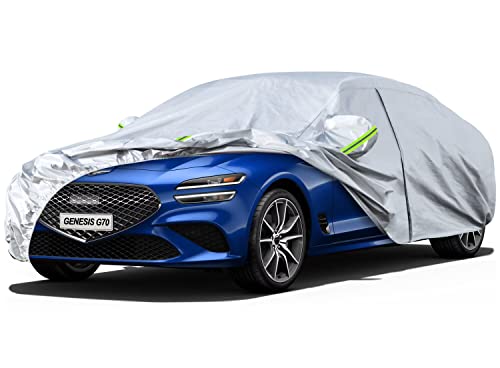 Image of Kaugung 6 Layers Car Cover Custom Fit 2017-2025 Genesis G70, Waterproof All Weather Resistant Outdoor Indoor Sun Rain Dust Snow Protection.(USA Warehouse,Within 3-7 Days) Silver