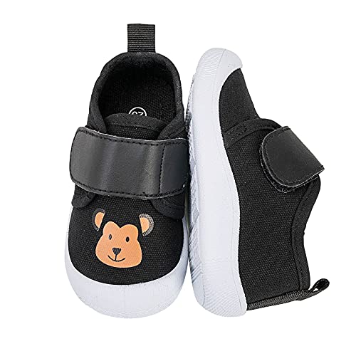 Zapatos Bebe Niño Niña Primeros Pasos Antideslizante Zapatillas Lona Bebe (JB403-Negro, 22EU)