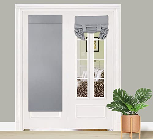 PI Blackout Front Door Curtain,Door Window Shade Privacy Thermal Insulated Small Door Curtain for French Door/Sliding Door/Patio Door,1 Panel (W34XL68,Light Grey)