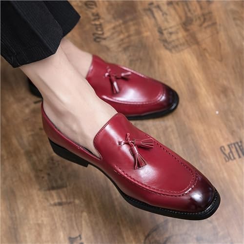 Men's Loafers Shoes Tassel Square Burnished Toe Loafer Vegan Leather Lightweight Comfortable Anti Slip Classic Prom Slip on3