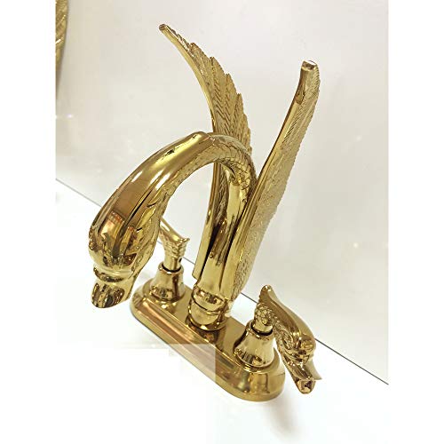 Swan Body Bathroom Sink Faucet Centerset Brass Diamond Seal Double Holes Hot and Cold Water Vanity Basin Mixer Tap