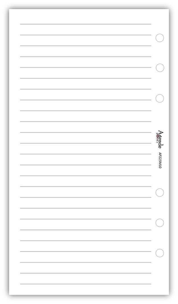 Ricambio agenda organizer a righe 9,5x17cm 6fori - 50 fogli bianco