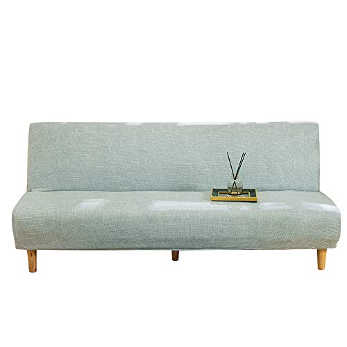 Mifxin Armless Sofa Futon Cover Slipcover Stretch Spandex Printed Folding Sofa Bed Non-Armrest Couch Furniture Protector Washable Sofa Cover Without Armrests (Linen Grey) #TOP2