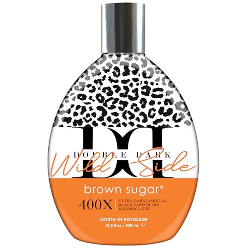 Brown Sugar Double Dark Wild Side Tanning Lotion, 400X Ultra Dark Jamaican Black Castor Oil Wildbronzer with Double Carrot Oil, 13.5 Fl Oz