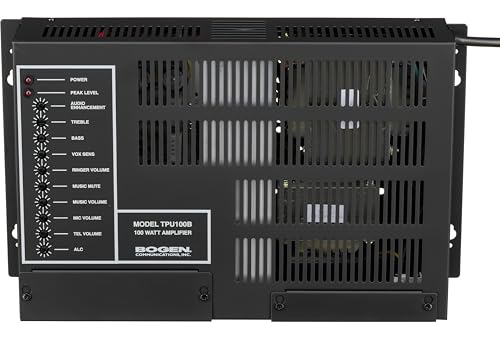 Bogen TPU-100B Mixer-Amplifier, 100W, Balanced Mic and Music Inputs, Voice Activated Music Mute, 16 Ohm 25V CT 70V Outputs, Night Ringer Included, Built-in Automatic Level Control