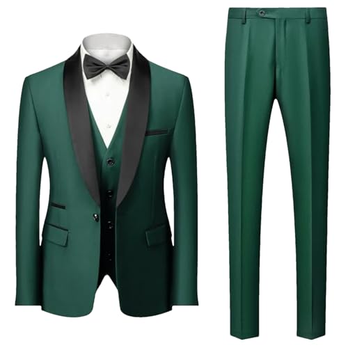 Men's 3-Piece Slim Fit Suit Set - Classic Single Button Jacket, Vest & Pants for Wedding & Business