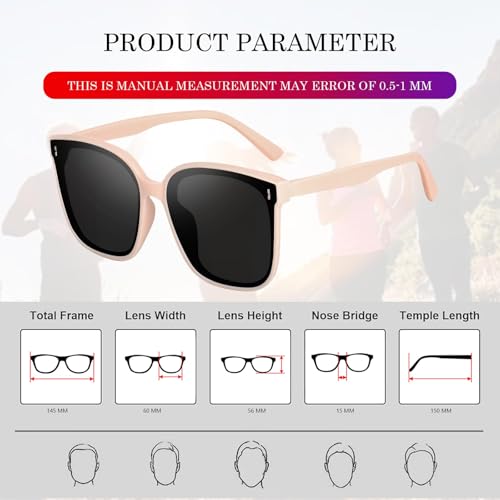 Image of IFLASH Oversized Polarized Square Sunglasses for Women Men Vintage Glasses with Flat Lens Fashion Stylish Shades