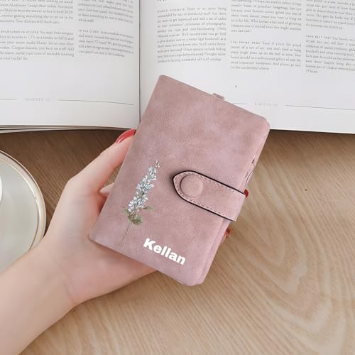 Personalized Wallets for Women - Custom Birth Flower and Name, Leather Ladies Wallet, Card Holder Coin Purse, Personalized Birthday Christmas Gifts for Mom Grandma (Colorful birthday flower) 6