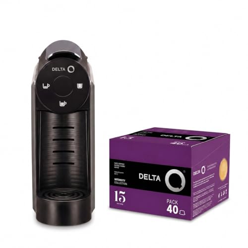 Delta Q - Pack Cafetera con Cápsulas - Mini Qool Gris - Para Cafés, Té y Bebidas Calientes - Sencilla y Práctica - Diseño Elegante - Incluye Pack XL Mythiq 40 Cápsulas