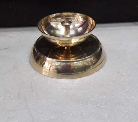 Image of Brass Akhand Diya with Jyoti Diya Cover Divi Oil Lamp for Temple Spiritual Oil Wick Lamp (Small)
