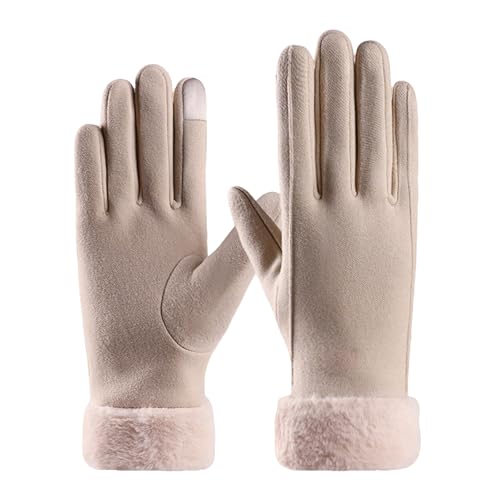 OYIWINMI Handschuhe Damen Winter,Winter Gloves Damen mit Touchfunktion Warm Reithandschuhe,Für den Außenbereich, mit Fleece Innenseite reithandschuhe (Beige)