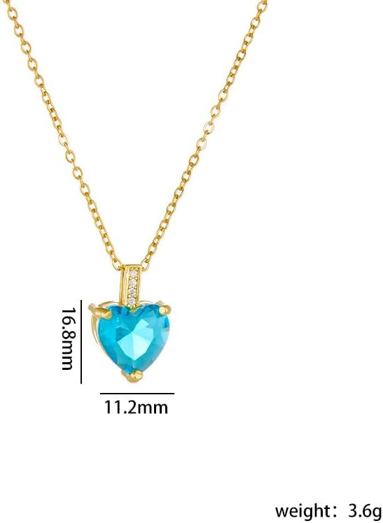 coadipress Crystal Heart Necklace for Women Rhinestone Genuine Birthstone Necklace Dainty Love Hearts Cubic Zircon Necklace Birthday Christmas Jewelry Gifts for Her - Image 6