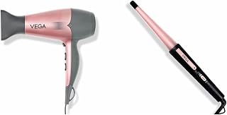 VEGA Go-Pro 2100 Hair Dryer with Cool Shot Button & 3 Heat Settings, VHDH-25 & VEGA I-Curl Hair Curler, VHCH-05, Black Price In India