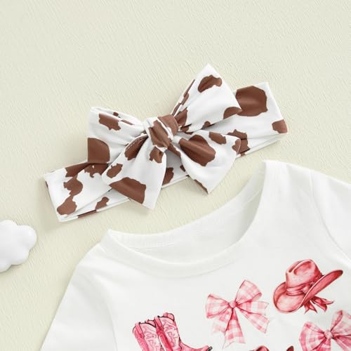 MAINESAKA Western Baby Girl Clothes Toddler Cowgirl Bell Botton Outift Short Sleeve T-shirt Flare Long Pants Cute Summer Set4