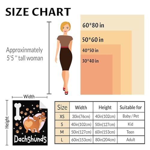 Dachshund Throw Blanket for Kids - 40x50 Inches Crib Size - Soft Fluffy Cozy Blankets Gift - Black Funny Blanket Throws for Travel, Office
