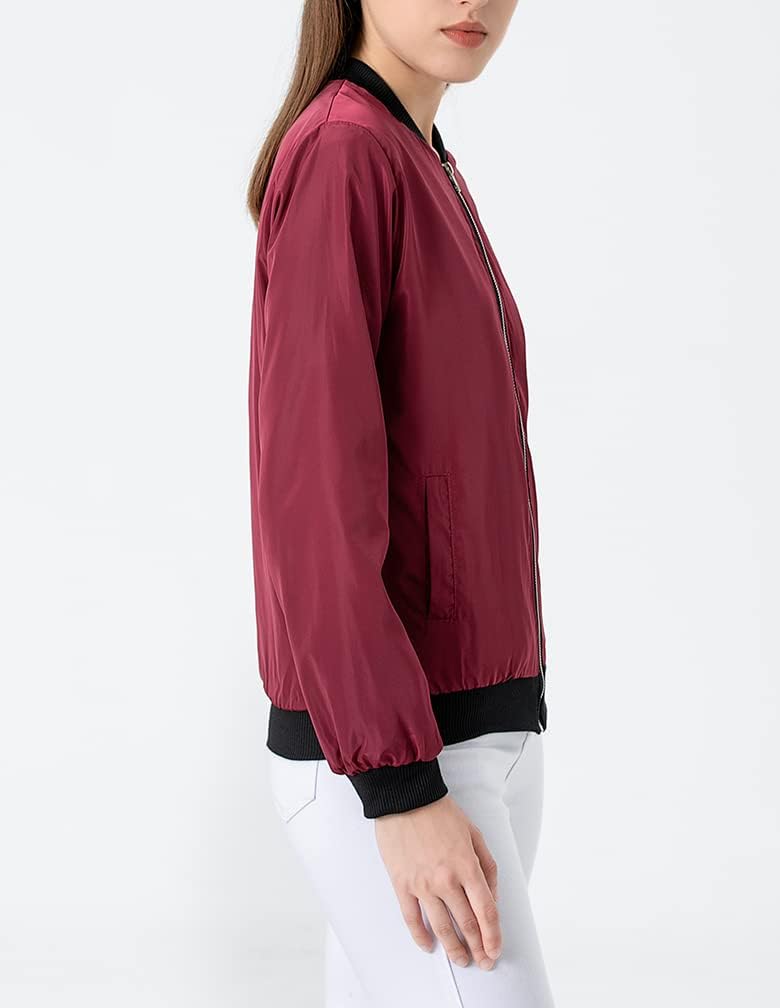 Lavnis Women's Lightweight Bomber Jacket Casual Long Sleeve Fall Coat Zip Up Outerwear Windbreaker - Image 3