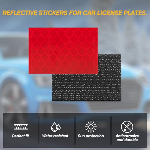 Image of 2-Pieces Reflective License Plate Stickers for New Jersey GDL Drivers - Perfect for New Drivers Under 21 & Special Learning Permits (Bright Red)