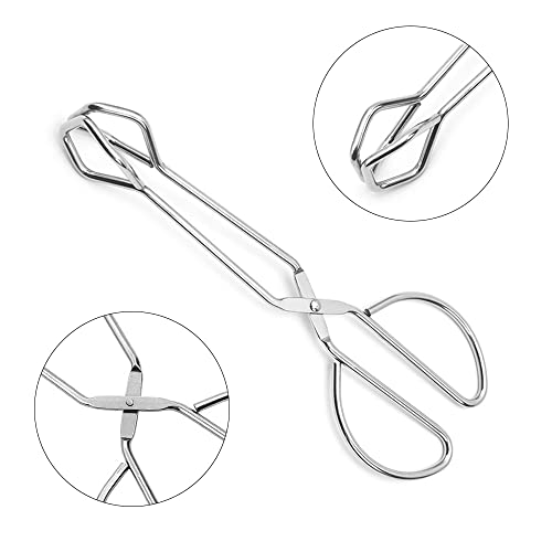 2 Stück Scheren Zange, 25,3x9,3cm Barbecue Grillen Zange, Edelstahl Grillzange Schere, Bratenzange, Hitzebeständig, Nicht Leicht zu Brechen, Für Heimküche, Restaurant, Hotel, Außengrill (Silber)