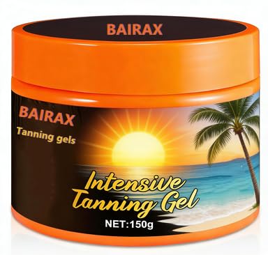 BAIRAX Intensive Tanning Gel, Natural Tan Accelerator, Non-Greasy Water-Resistant Formula with Carrot & Coconut Oil