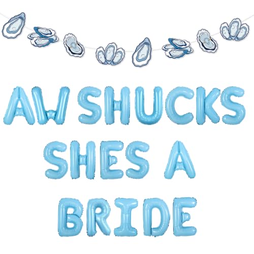 JOYMEMO Aw Shucks She’s a Bride Party Decorations Blue Balloons Banner