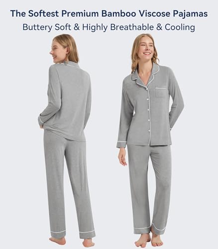 Image of WiWi Viscose from Bamboo Women's Pajamas Set Super Soft Button Down Top and Pants Sleepwear Cooling Pjs S-3X
