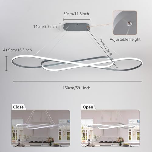 Image of 59.06in Large Dimmable LED Pendant Chandelier