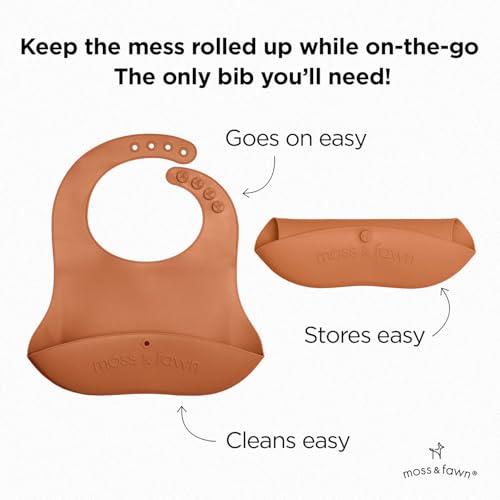 Gather & Roll Bib - Washable Waterproof Silicone Baby Feeding Bib - BPA, Lead, & PVC-Free3