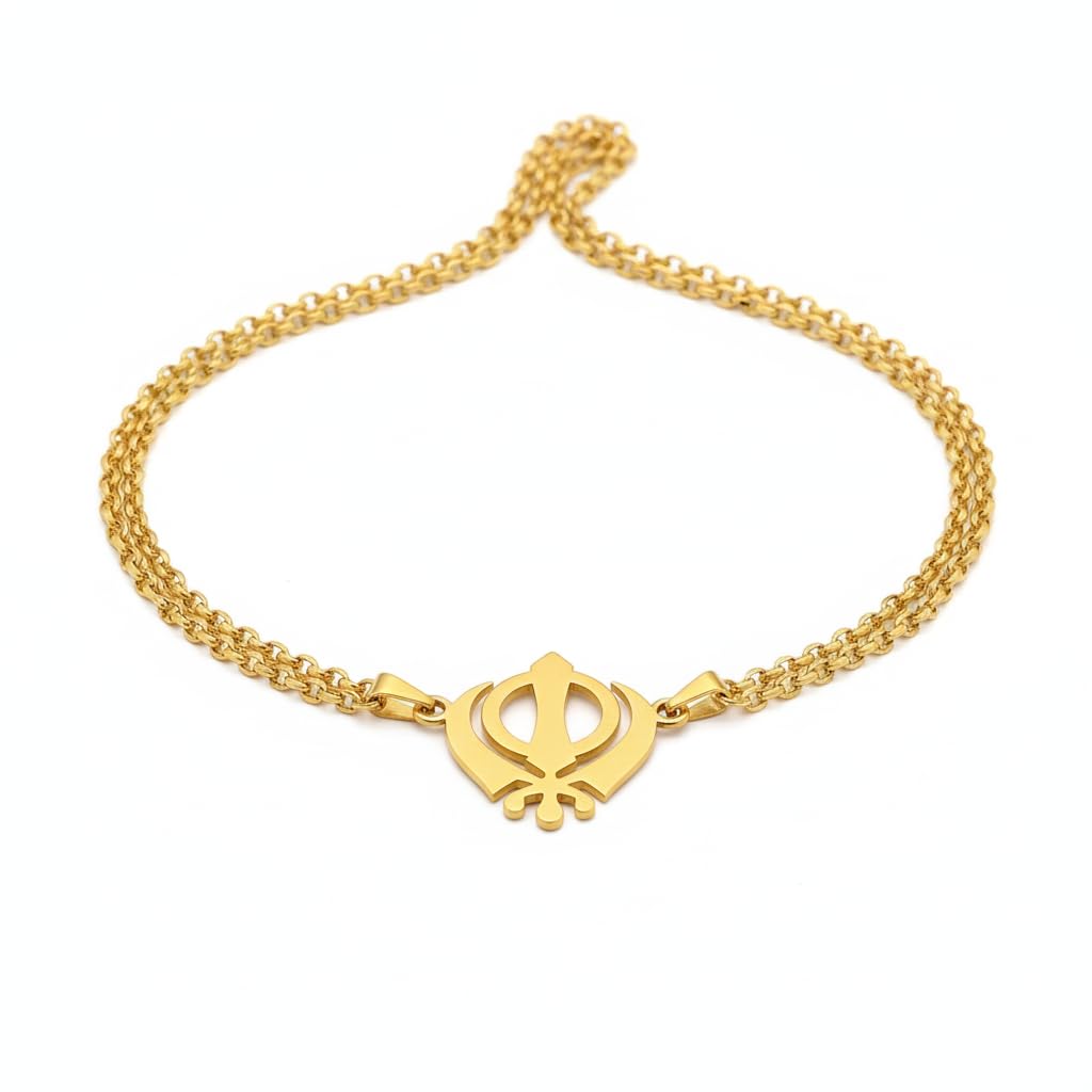 Elegant Gold Khanda Symbol Pendant Necklace for Men, 18K Gold Plated Chain, Religious Sikh Design, Fashion Jewelry Accessory-image-25