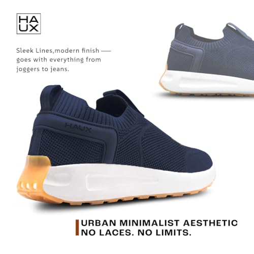 Image of HAUX Men's Slip-On Running Shoes | Lightweight Sports Sneakers with Memory Foam Cushioning | Walking, Gym, Jogging, Training | Ultra Comfort & Style