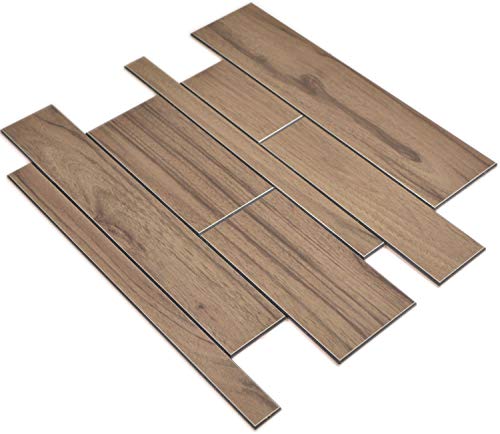 Selbstklebende Mosaikmatte Verbund Alu Holzoptik Dark für WAND KÜCHE Fliesenspiegel Thekenverkleidung Wandverblender