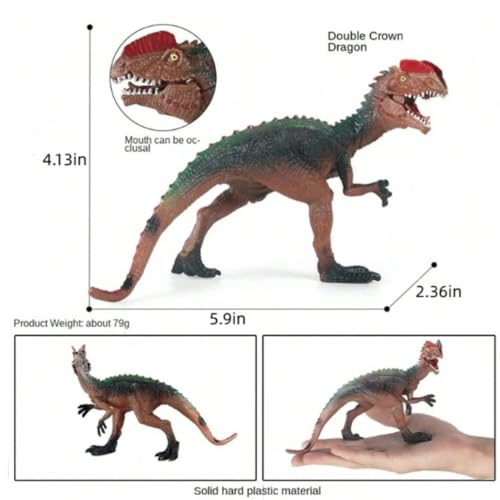 Image of FUNFOB Dinosaur Toy Figure Width -21cm Dilophosaurus Dinosaur Toys for Kids & Adults PVC Multicolour | Red Horn Green Back SML