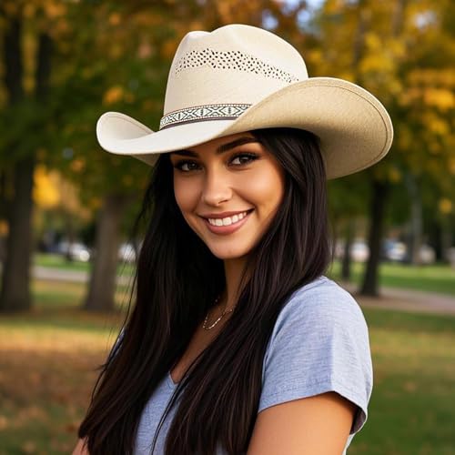 Image of Cowboy Hat Bands for Men Women, Leather Hatbands Belt for Cowboy /Western /Fedora /Cowgirl Hats