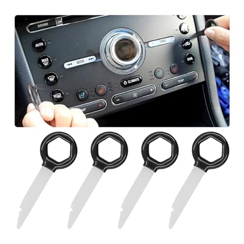 JNNJ 4 Piezas Herramienta Extracción Radio Coche, Llaves Extracción Radio Coche, Llaves De Acero Inoxidable Liberación De Radio, para Coche Disco Unidad Principal Reproductor CD Estéreo(Negro)
