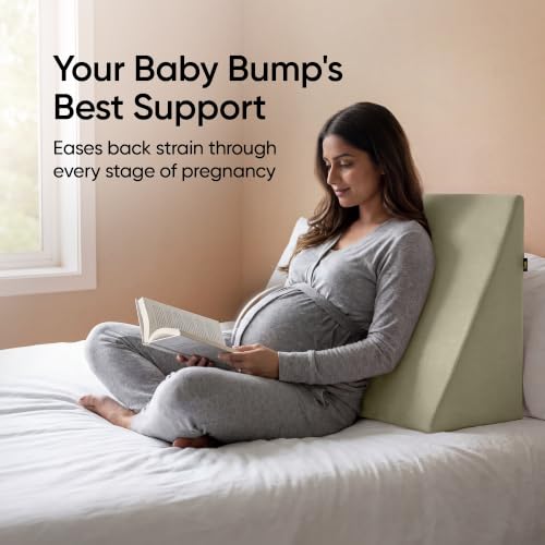 Image of Frido Wedge Plus Cushion for Sleeping & Acid Reflux Relief | Memory Foam Pillow | High Resillience Foam | Orthopedic Wedge Cushion for Leg Elevator | Pregnancy | GERD | Sage Green- Pack of 1