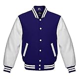 Lishow Fashion Varsity Jacket Baseball Letterman Bomber Wool & white Genuine leather sleeves (as1, alpha, 4x_l, regular, regular, Navy Blue)