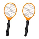 Relaxdays 2 x elektrische Fliegenklatsche, ohne Chemie, Fliegentöter, gegen Fliegen, Mücken & Moskitos, Fly Swatter, orange