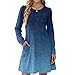 Long Sleeve Dress for Women 2025 Fall Loose Midi Dresses Flowy Casual Outfits Crewneck Fashion Print Vacation Dress