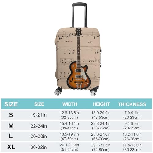 Musical Guitar Print Luggage Cover, Washable Elastic Suitcase Cover Protector Fit 18-32 Inch Luggage2