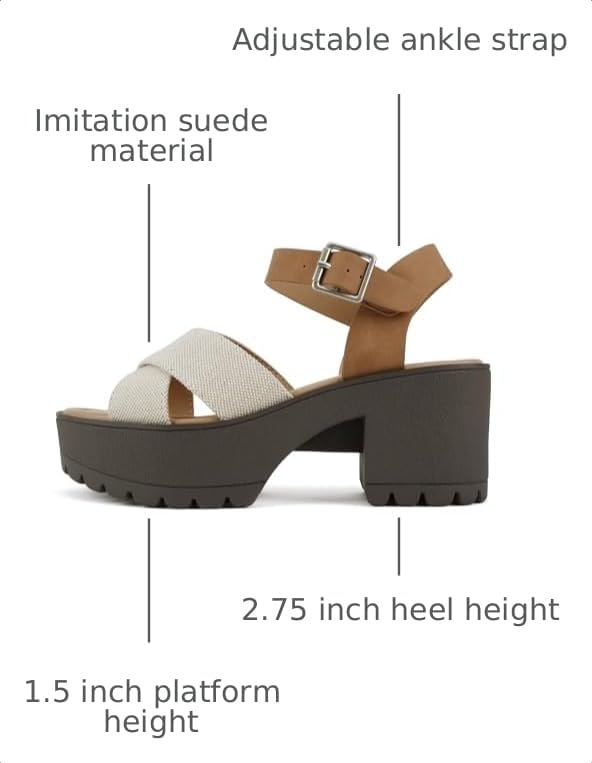 Image of Soda inchJoey inch ~ Women Open Toe Criss Cross Strap Mid Heel Sandal with Adjustable Ankle Strap