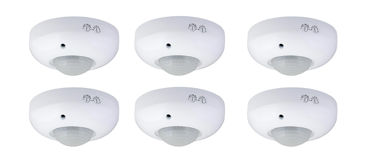 Quick Sense QS-07 PIR Motion Sensor | 360° Ceiling Mount | 1200W Load | 6m Detection | Automatic Lighting Control | Non-Adjustable | Set of 6