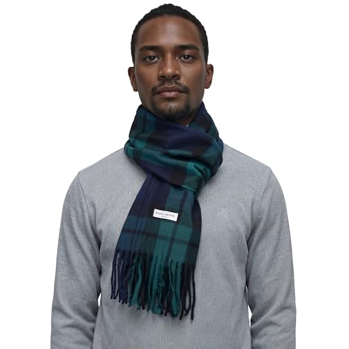 Basic Sense Damen Winterschal - Weiche Kunstwolle Tartan Plaid Halswärmer, dunkelgrün, Einheitsgröße