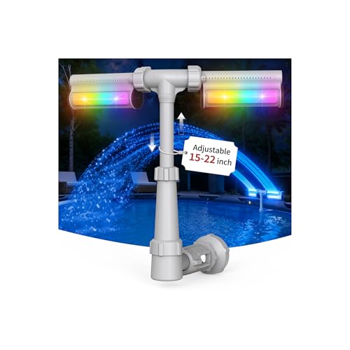 Klleyna Patented Swimming Pool Fountain with Lights - for Above&In-Ground Pools, Pool Waterfall with 7 Color LED Lights, Extend Pipe Water Cooler Sprinkler Sprayer Summer Party Decor (D- Led Light)
