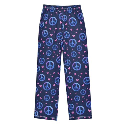 ALAZA Peace Love Black Pajama Lounge Pants Long Sleep Pajama Bottoms with Pockets