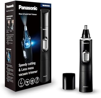 Panasonic ER-GN300-K503 Nasenhaarschneider für Männer, Premium-Elektrorasierer, Nasen-, Ohren- und Augenbrauen-Trimmer, wasserdicht, batteriebetrieben, Schwarz