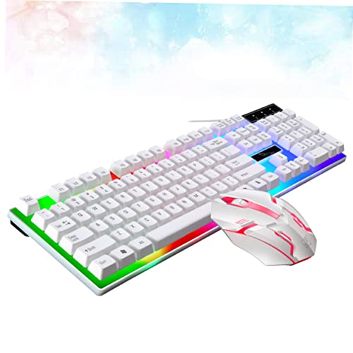 Mikikit Ensemble Rétro-éclairage Clavier Filaire Clavier LED Et Clavier sans Fil Clavier Gamer Ergonomique Clavier Ergonomique Compact Clavier USB Et Blanche Briller L'ordinateur