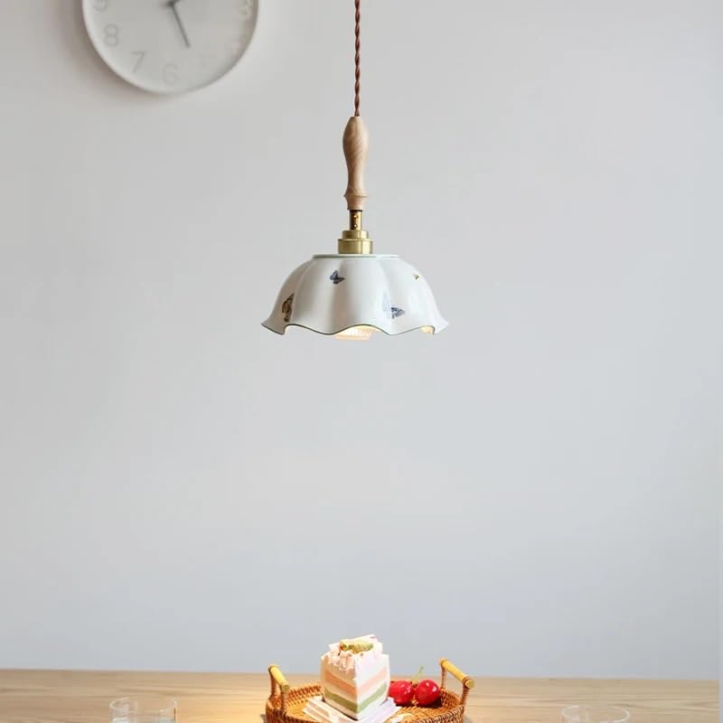 Lampe à pendentif LED céramique suspension bois luminaire intérieur de maison