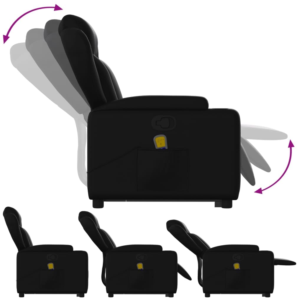IKAYAA | Sillón Relax Reclinable con Elevador Levanta Personas Mayores | 6 Zonas de Masaje | Lectura Salón Despacho | Tapizado en Cuero sintético | 77 x 94,5 x 100 cm | Negro